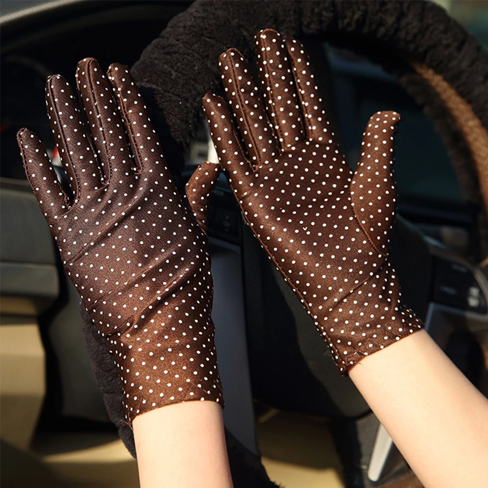 Fashion 1Pair Summer Spandex Elastic Spring Driving Gloves Sunscreen Dots Gloves Women Gloves