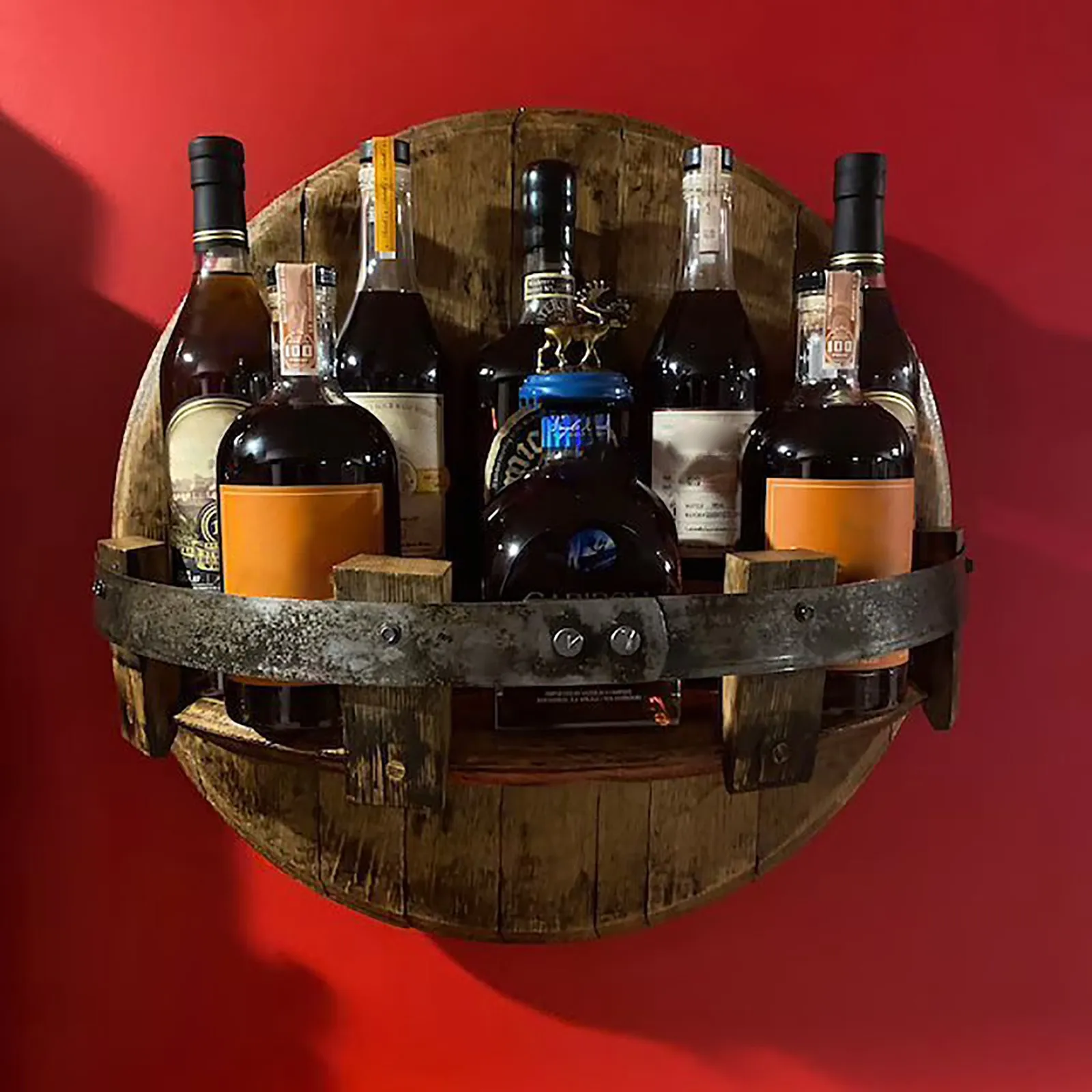 Bouteille De Whisky Antique Avec Support En Bois, Distributeur De