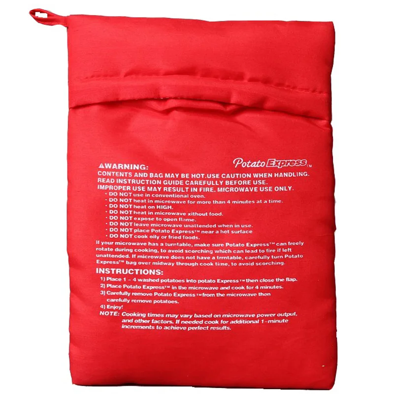 1PC NEW Red Washable Cooker Bag Baked Potato Microwave Cooking Potato Quick Fast (cooks 4 potatoes at once) Kitchen Accessories