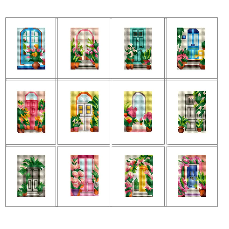 Diamond Painting Flower Full Square Mosaic Door Embroidery Cross Decor 12pcs/set For Home Handmade Gift diamond painting diamond painting accessories