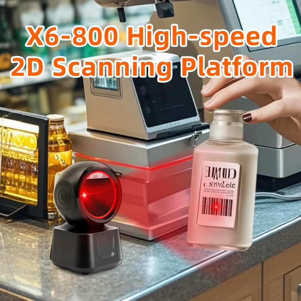 Barcode Scanner X6-600 Barcode Reader Scanning Desktop Bar code Scanner 1D 2D QR Code Reader Hands-Free Wired USB Barras Support Screen Code