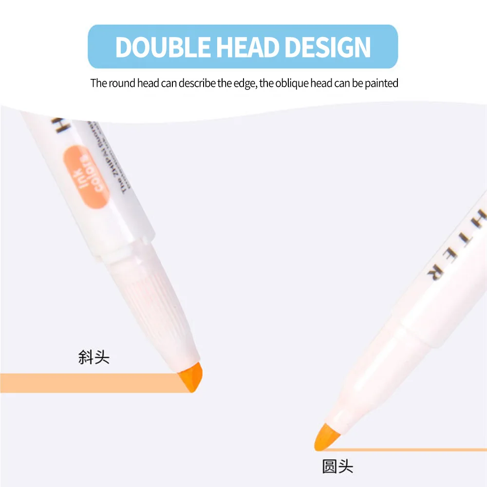 Highlighter Pen 24 Colors Double Headed Highlighter Pen Kawaii Marker Candy Colored Markers School Office Art Stationery