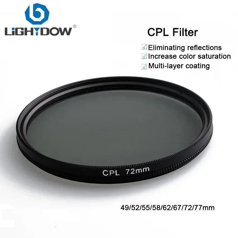 Lightdow Circular Polarizing CPL Filter 49mm 52 55mm 58 62 67mm 72mm 77 82mm for Nikon Canon Sony Fujifim Olympus Camera Lens camera lens filter photography filter circular polarizing filter