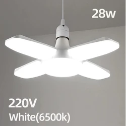 Foldable 28W LED Ceiling Light Bulb for Home, Garage, and Warehouse - 6500K White Light (Cold White 220V)