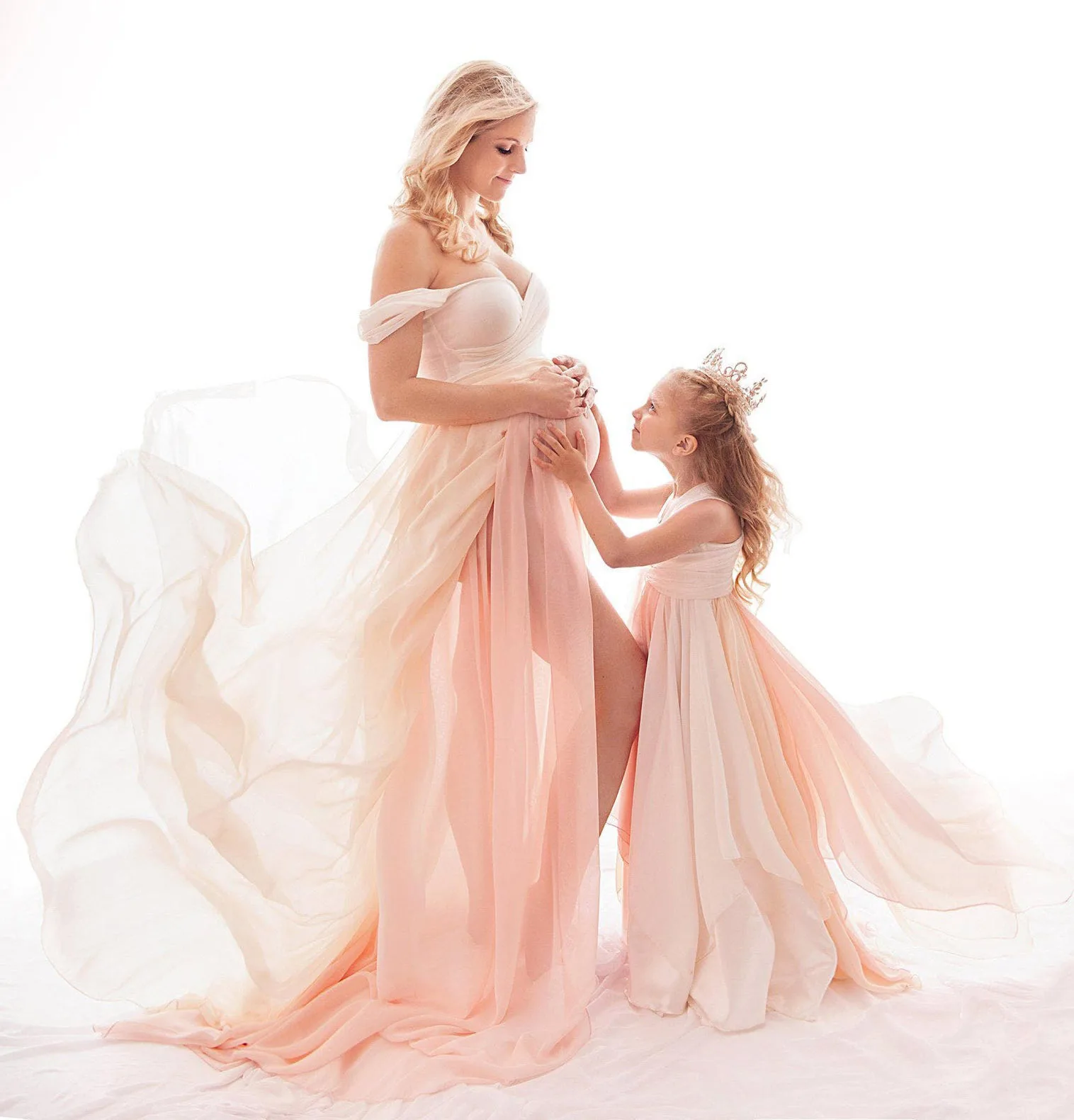 

Sexy Split Front Maternity Dresses For Photoshoot Session Pregnancy Photography Maxi Gown Long Pregnant Women's Babyshower Dress