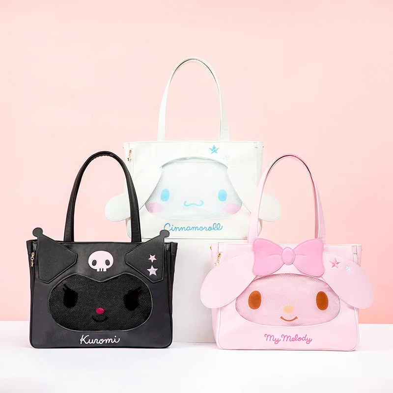 

Kawaii Sanrios Cartoon Kuromi Melody Cinnamoroll Jelly Bag Series 3D Large Capacity PU Shoulder Bag Fashion Satchel Bag for Girl