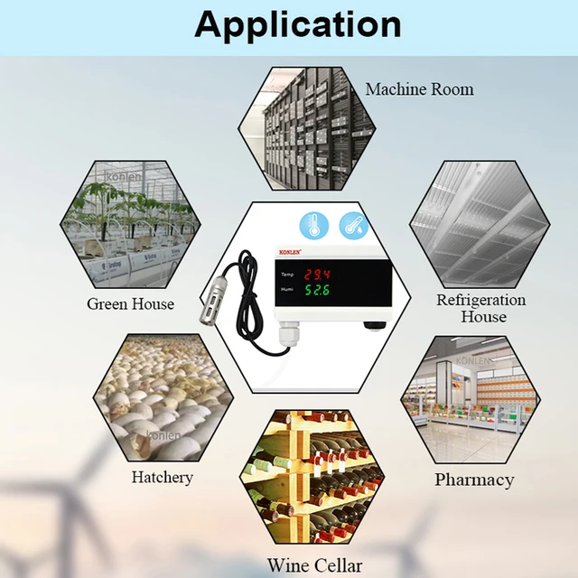 KONLEN Tuya WIFI Temperature Thermometer Humidity Hygrometer Detector Alarm Sensor Smart Life App Home Thermostat Controller