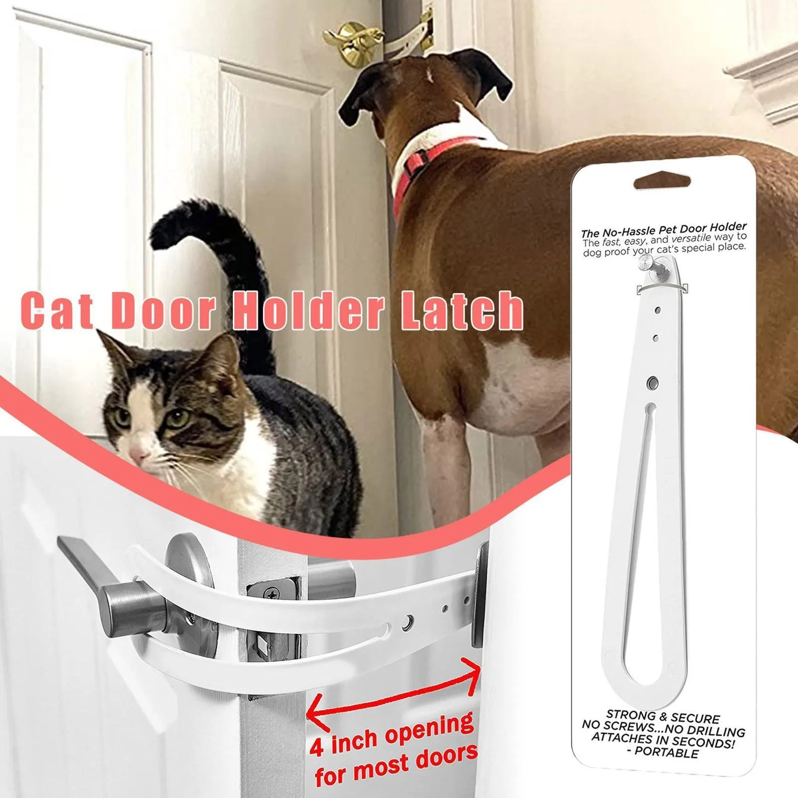 Soporte de puerta para gatos, pestillo ajustable para puerta de