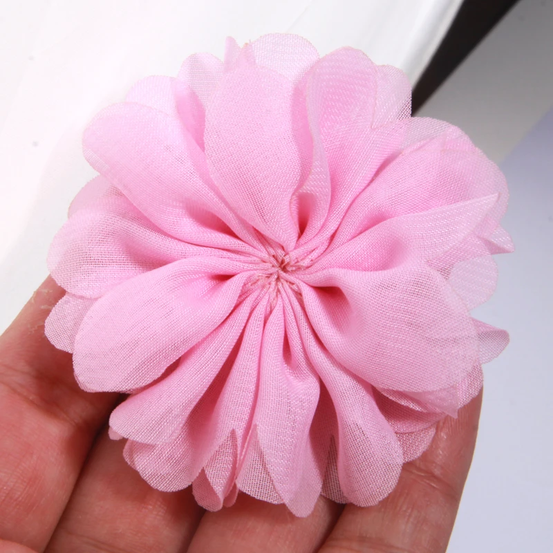 120pcs 7cm Rosette Blume Boutique 7cm Puff Chiffon Blumen Haarschmuck Boutique Zubehör Kopf bedeckung keine Clips keine Haars pange – Detail 3