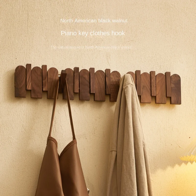 

Black walnut piano key coat rack creative scarf shelves unique house clothing hat hook stylish storage shelf exquisite home deco