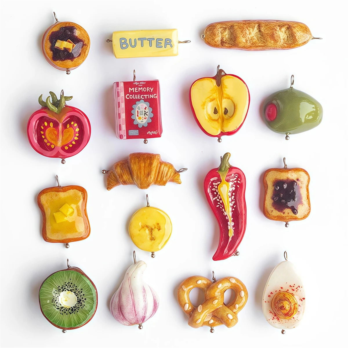 Heiß begehrte Gourmet-Fruchtserie, Brot, Tomate, Apfel, Kiwi, personalisierter Öltropfen-Anhänger für Damen