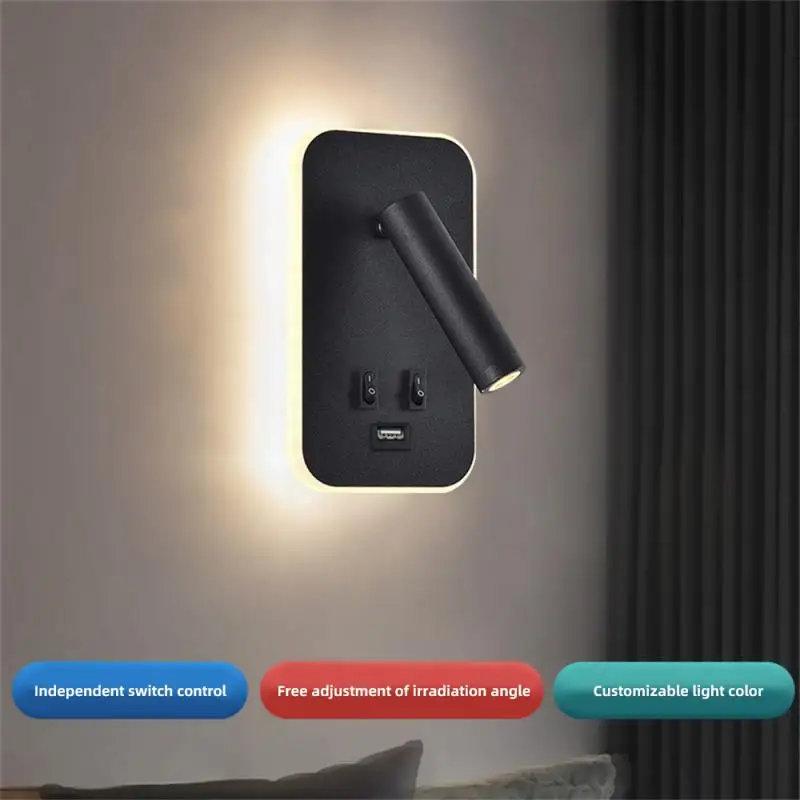 북유럽 미니멀리스트 벽 램프, 호텔 인테리어 LED 독서 조명, 복도 침실, USB 충전, 침대 옆 장식 벽 램프, 220V, 신제품