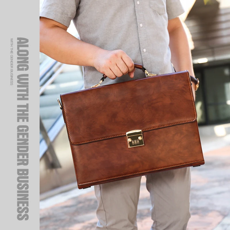 Luxury Leather Briefcases For Men Executive Business Office