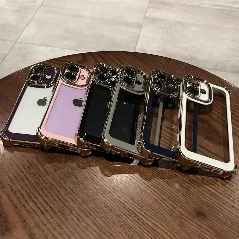 Luxury Plating Transparent Protective Phone Case - All-Inclusive Anti-Fall Design
