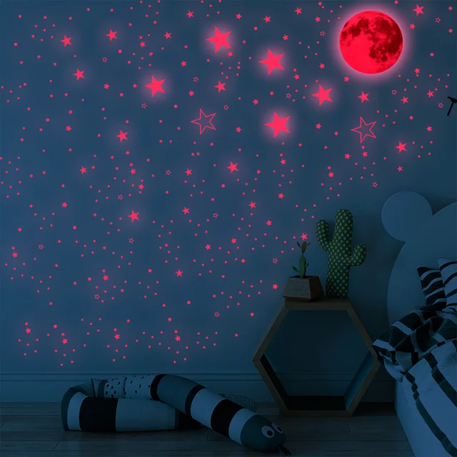 1049 pièces lumineux lune étoile autocollants brillent dans le mur sombre 3D autocollants lumineux chambre maison plafond décoration fluorescente 4