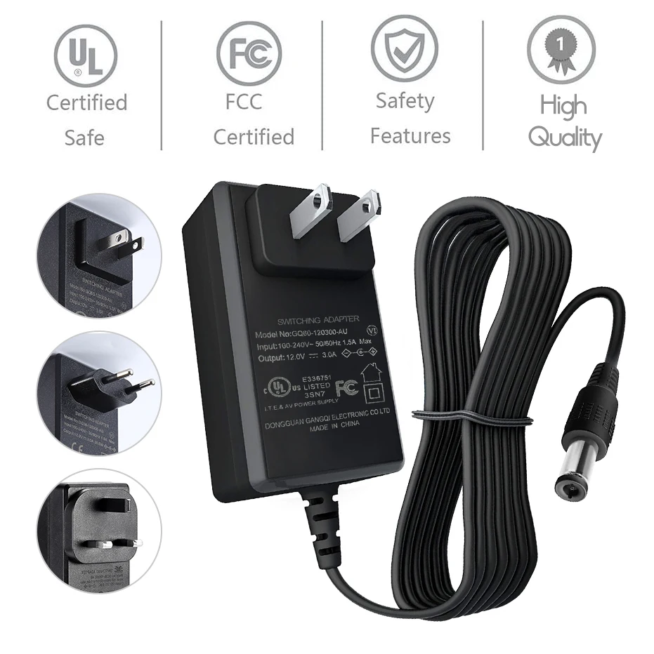 AC100V-240V to DC12V Power Adapter Supply US/EU/UK 2A 3A 5A High Quality Universal Charger Adapter for Lighting Led Strip