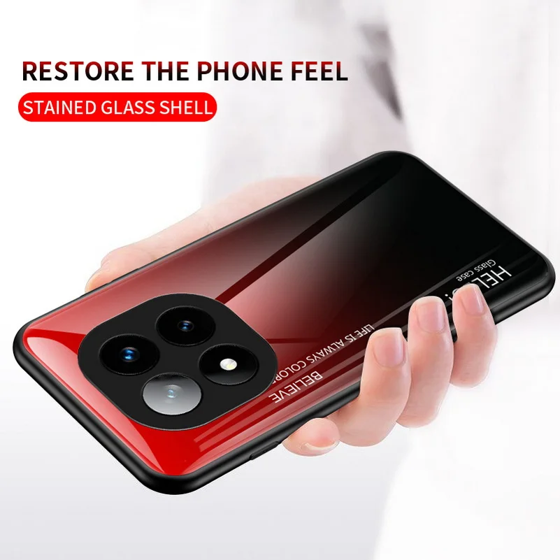 Gradient Tempered Glass Protective Glossy Back Cover Case