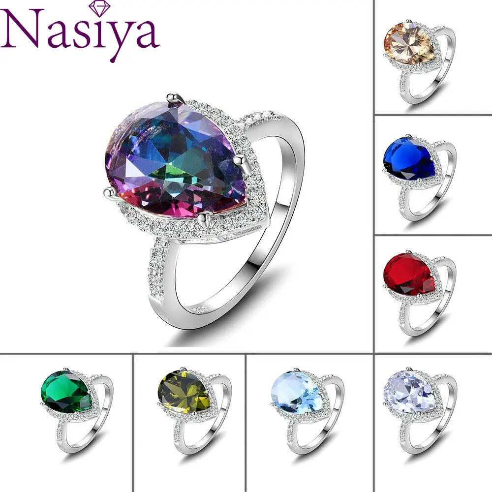 Anillo de plata con Topacio arco ris joyer a multicolor con Esmeralda 