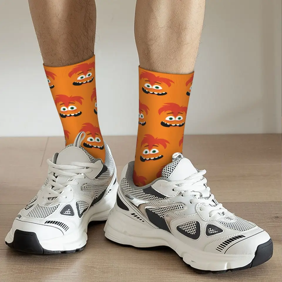 Men's & Boys' Novelty Cartoon Socks - Cotton Blend, Mid Calf, One Size Fits 8-12, Machine Washable