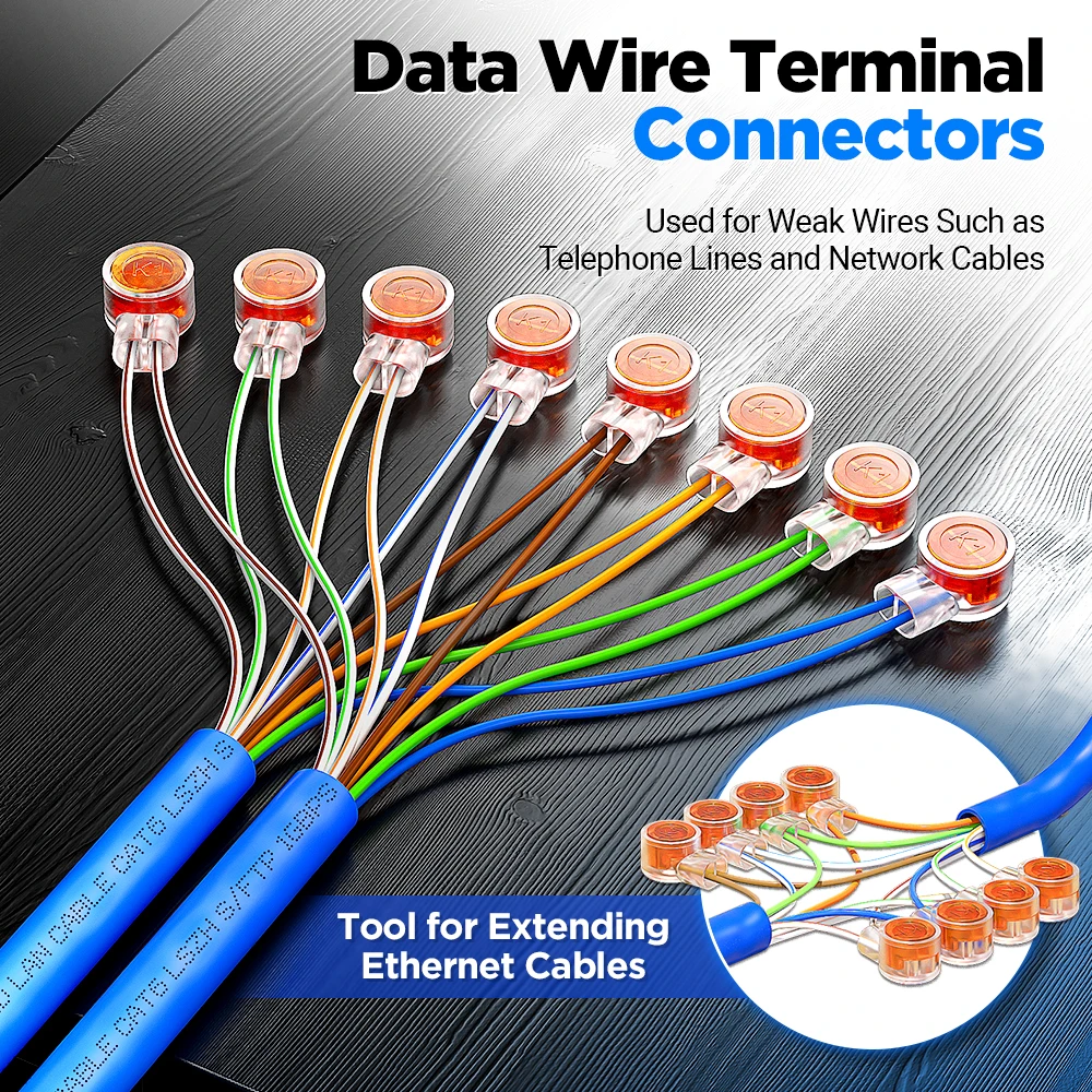 AMPCOM 50/100PCS Rj45 Connector Crimp Connection Terminals K2 Connector Waterproof Connectors K2 Network Cable Terminals network cable terminals