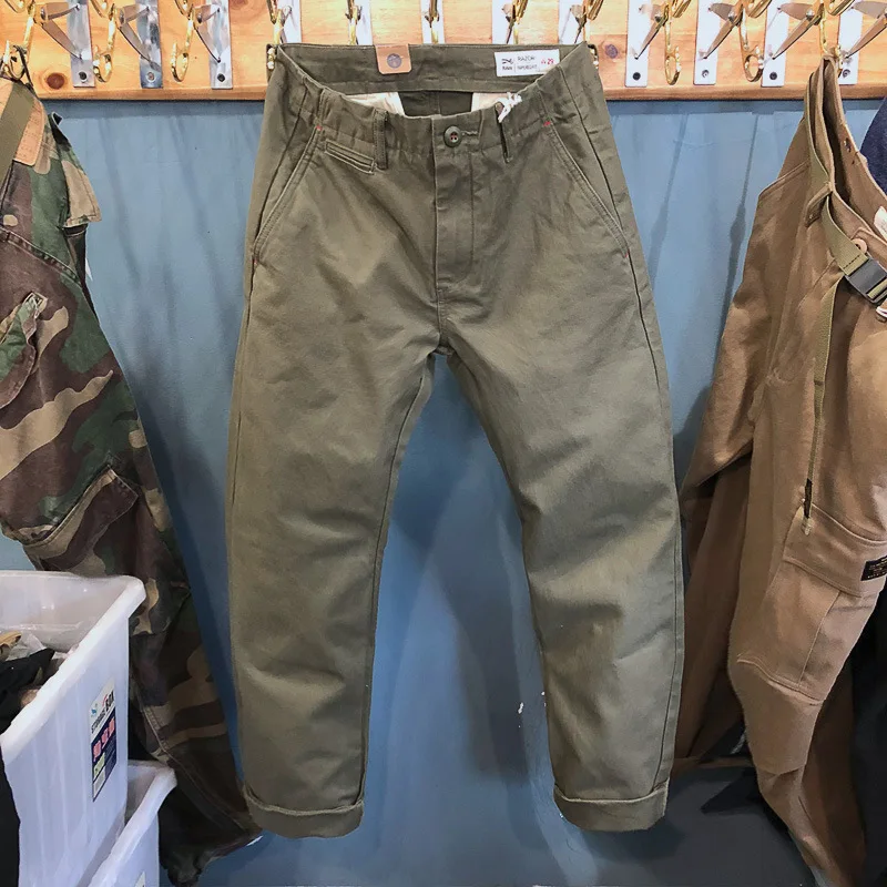 Men's Casual Pants Heavyweight AMEKAJI Retro Overalls Loose Straight-leg Trousers Pure Cotton Washed Thickened Outdoor Camp