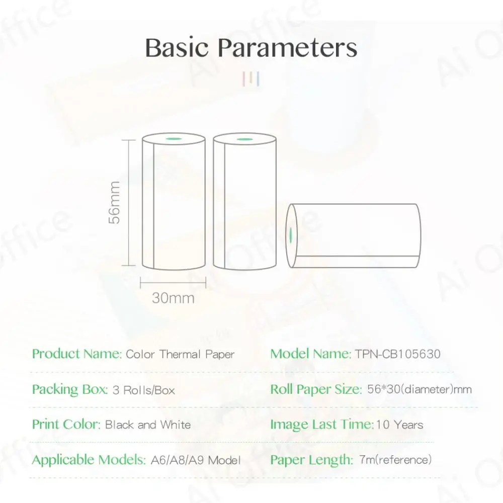 Peripage Thermal Paper Roll 57mm For Mini Portable Printer Color Paper Label Receipt Photo Paper Safe Free BPA Smooth Printing