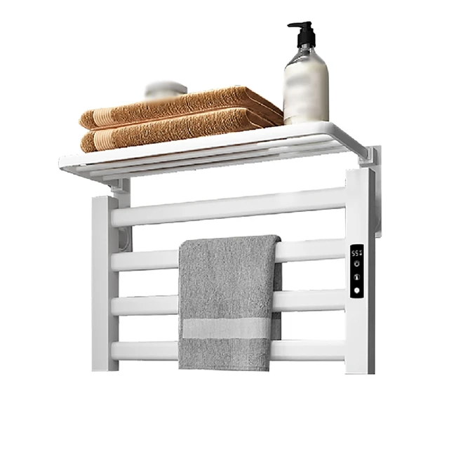 Secador de toallas con pantalla Digital, toallero eléctrico con estante,  Control de temperatura de baño, temporizador, calentador de toallas,  Negro/blanco/gris - AliExpress