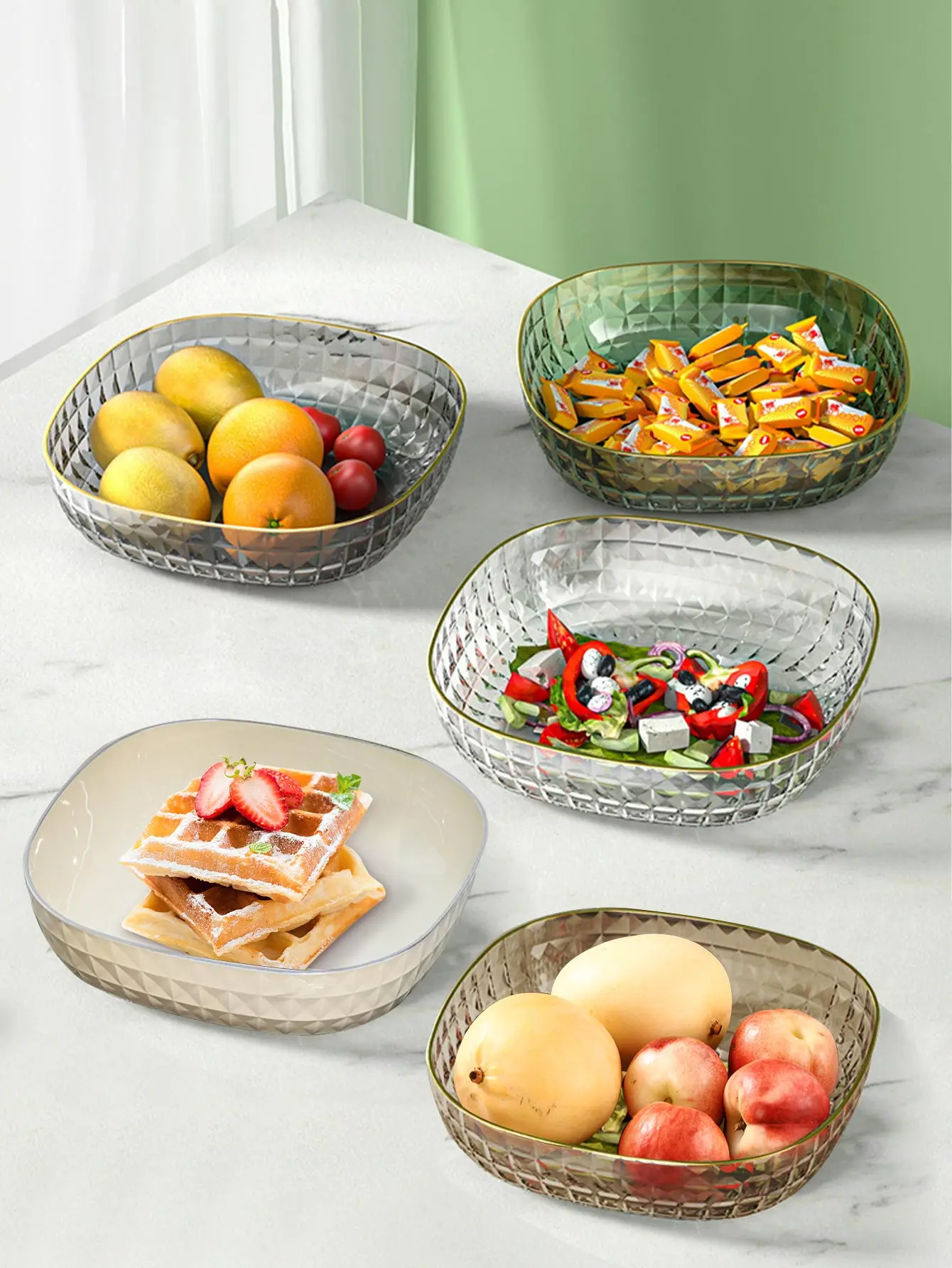 WORTHBUY Multifunctional Fruit Plate With Drainable Base, Clear Plastic  Fruit Bowl For Kitchen Party Snack Fruit