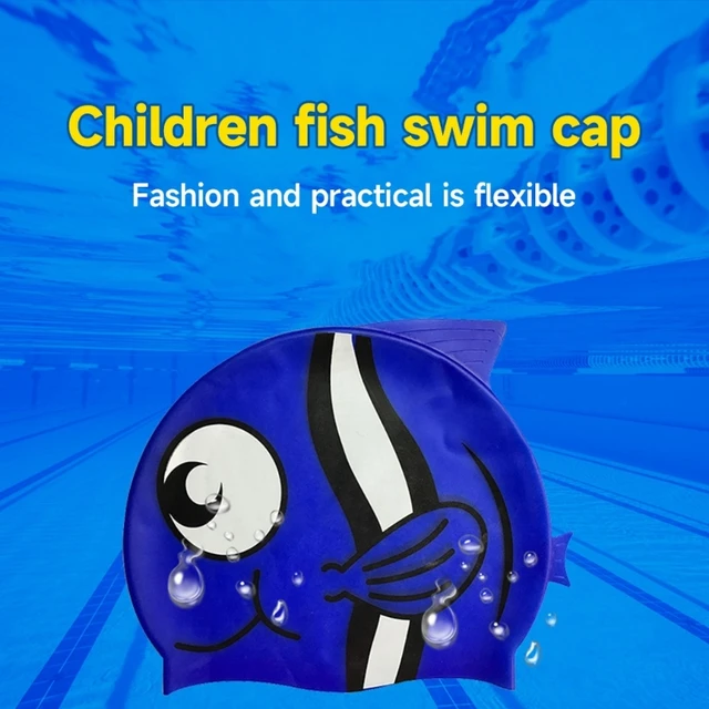 Kinder Silikon wasserdicht Ohrenschutz Hai Badekappe