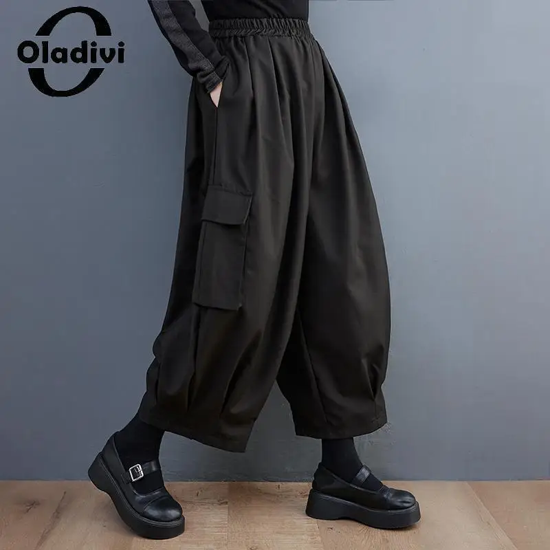 

Oladivi Large Size Women's Wide Leg Harem Pants 2023 Spring Autumn New Casual Loose Trousers Vintage Oversized Clothing 4XL 3610