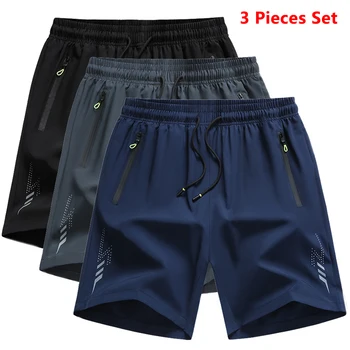3 Pieces New Running Shorts Men Gym Sports Shorts Quick Dry Workout Training Fitness Jogging Short Pants Man Summer Board Shorts 1