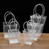 10pcs PVC Transparent Portable Flower Packaging Bag Square Trapezoid Handle Festival Gift Plastic Waterproof Storage Pack Bags 2