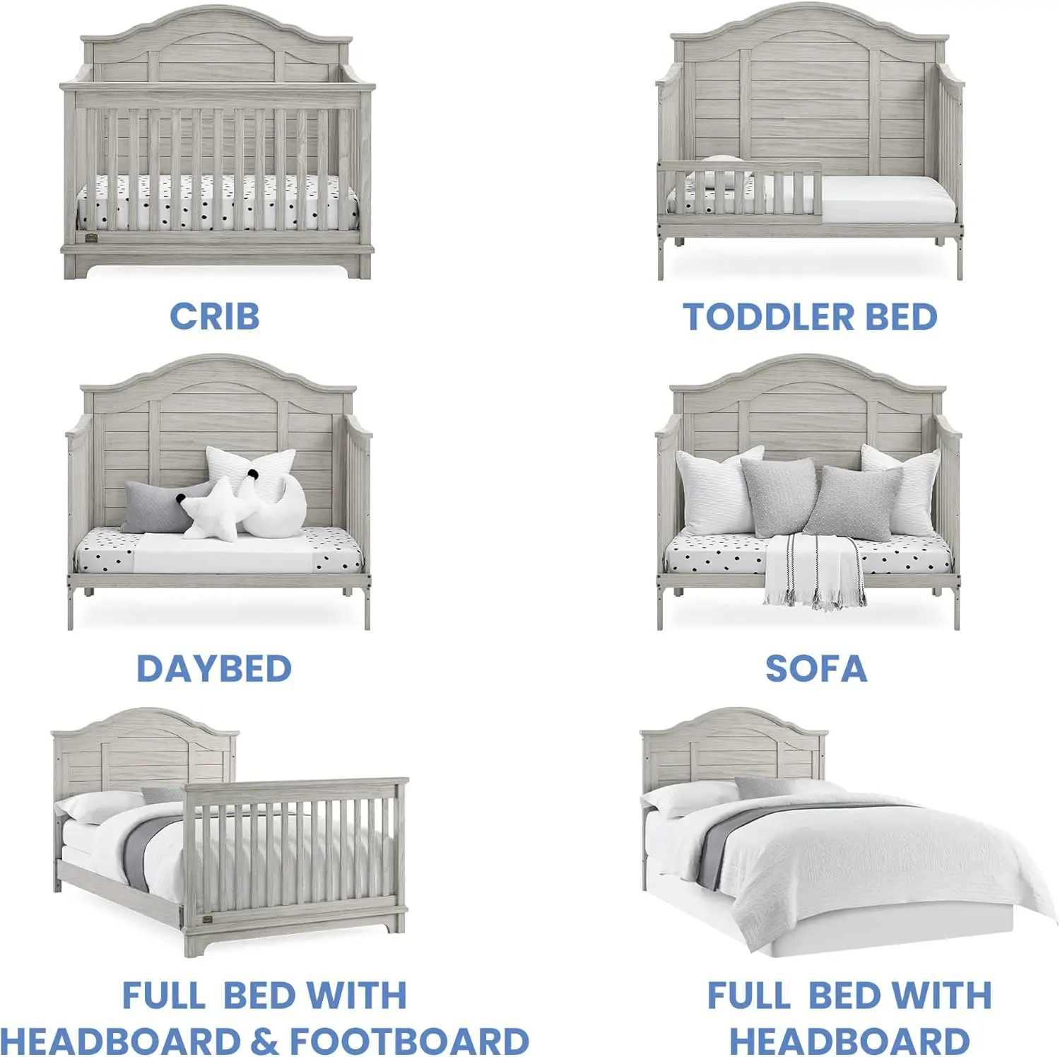 Simmons Kids Asher 6-in-1 Convertible Crib with Toddler Rail Rustic Mist certified to meet or exceed all safety standards set
