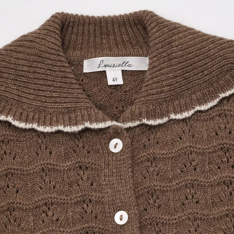 어린이 니트 가디건 스웨터 울 외투  소녀 소년 니트 오버헤드 탑 한국 스타일 봄 가을 겨울 착용