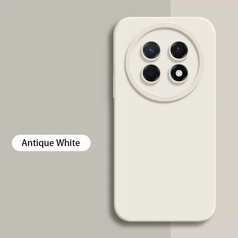 Solid Color Liquid Silicone Phone Case with Lens Protection and Angel Eyes Design