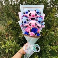 Anime Stitch Stellalou Plush With Flowers Creative Handmade Bouquet Stuffed Animals Valentine Christmas Graduation Gift 1
