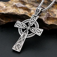 Large Size Vintage Nordic Cross Necklace For Men Stainless Steel Viking Celtic Knot Pendant Amulet Jewelry Gift Dropshipping 1