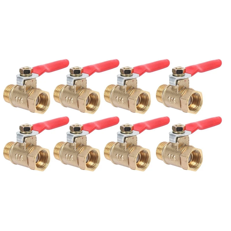 

24PCS 1/4 Inch Heavy Duty Brass Ball Valve Shut Off Switch Male And Female NPT Thread Pipe Fitting