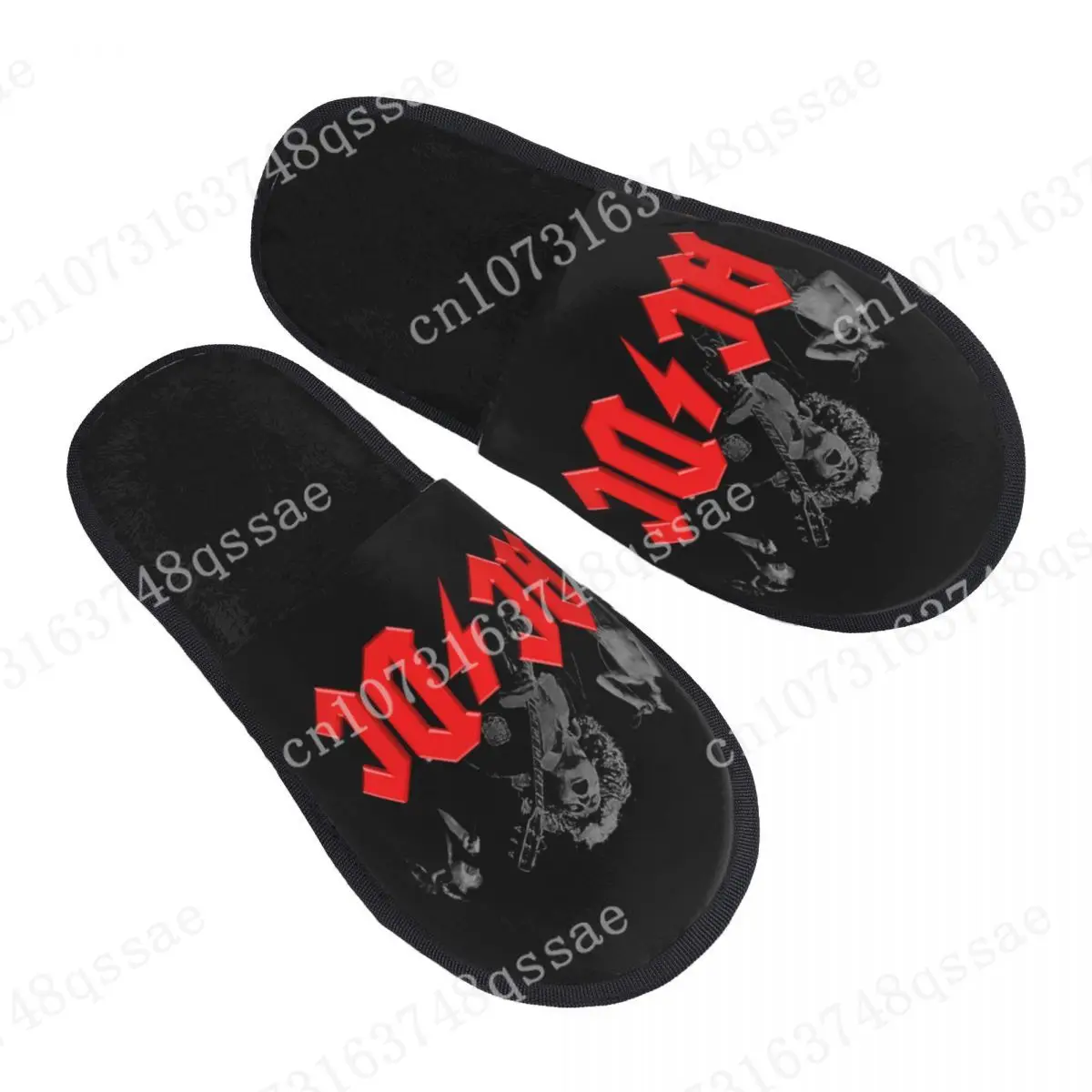 

Memory Foam AC DC Rock And Roll Slippers Women Comfy Warm Heavy Metal Music Band House Slippers