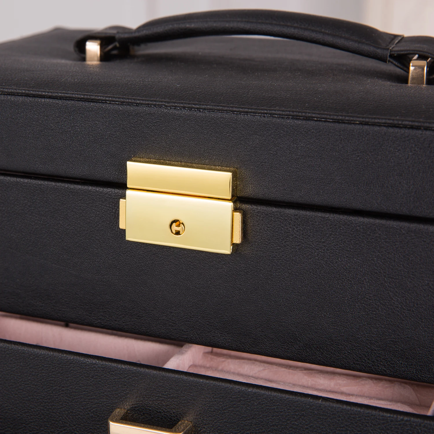 Lockable Synthetic Leather Jewelry Box – Large Capacity Organizer with Mirror for Watch... - SKU LJB01066 - UGI Packaging