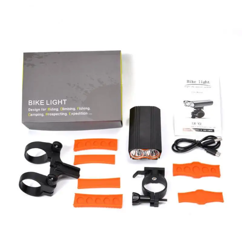 

Light Front 2 XM-L LED Lumiere Velo USB Rechargeable Led Lamp Flashlight Cycling Sports Real Safety Tail Light