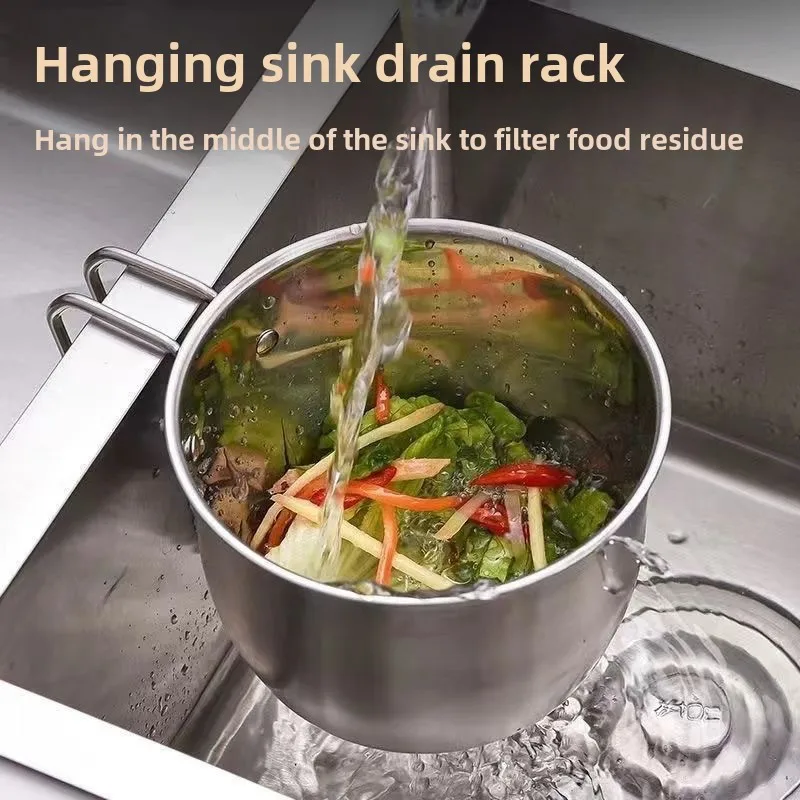 Stainless Steel Hanging Drain Basket Sink Garbage Filter Screen Storage Rack Kitchen for Pouring Leftovers and Preventing