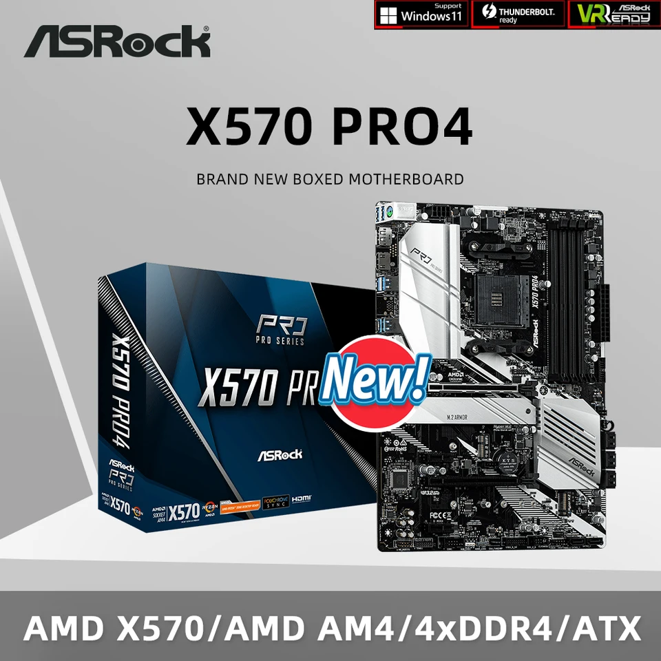 ASRock Brand New X570 PRO4 Motherboard Support 5600G 5700X3D