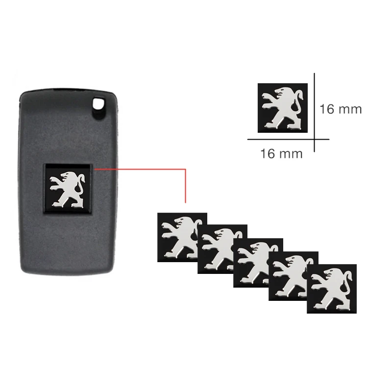 Car Key Sticker Aluminum Emblem Decoration For Peugeot 206 307 308 3008 207 208 407 508 2008 408 4008 301 5008 106