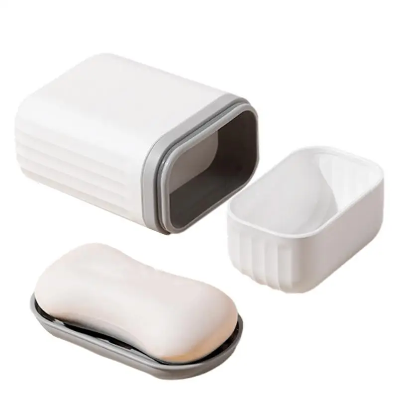 

Portable Travel Soap Cases Soap Dish with Lid Sealed Soap Bar Holder with Draining Container Box Leak-Proof Keeps Bathroom Dry