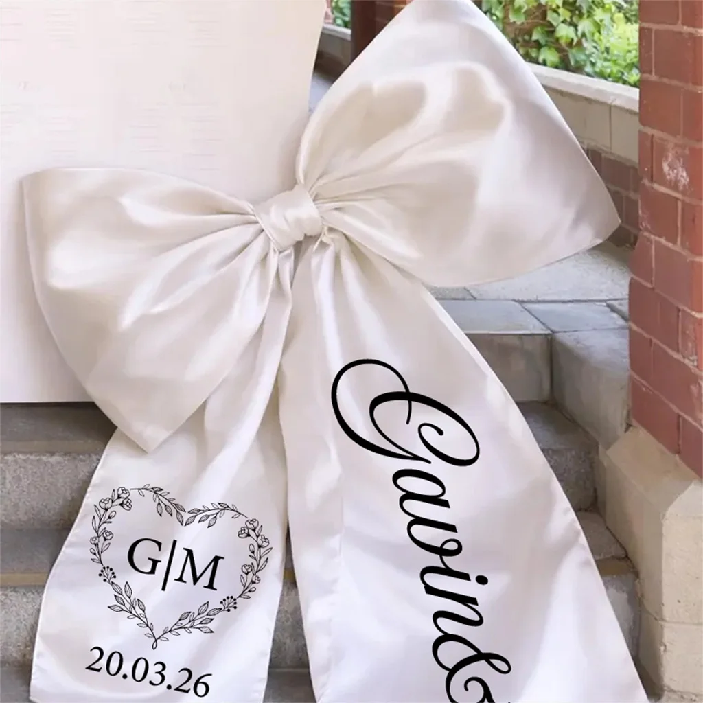 1pc Custom Bow Wedding Car Decoration Bridal Shower Decoration Personalized Car Bow Heart Shaped Garland Custom Bows And Ribbons 5