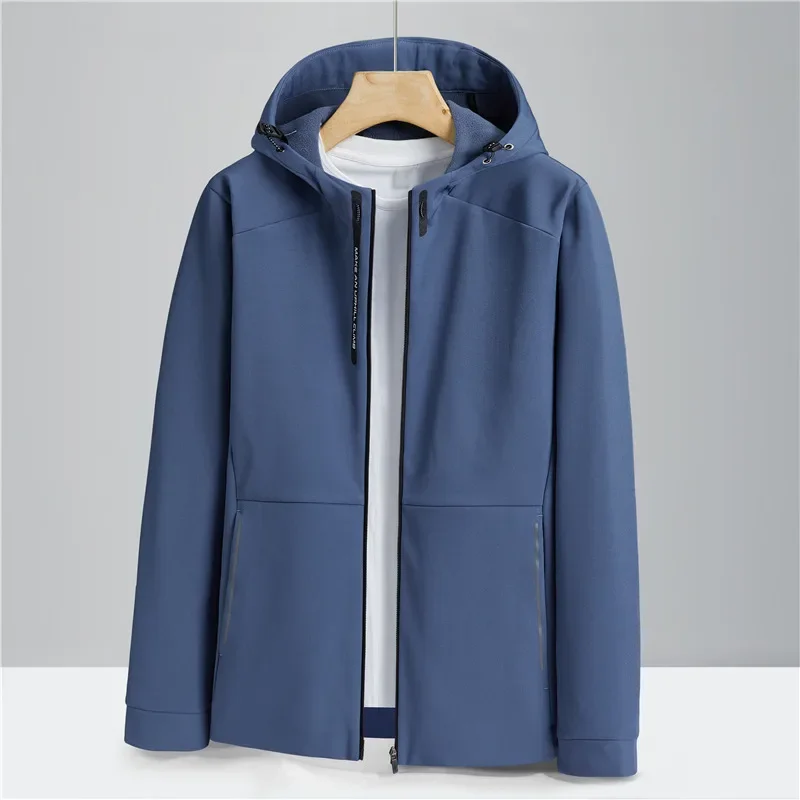 

2023 Men's Outdoor Spring and Autumn Large Casual Warm Mountaineering Suit Men's Soft Shell Coat Men's Hooded Cardigan Coat