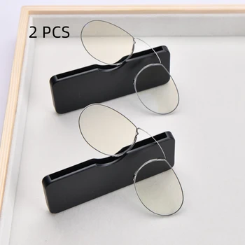 Legless Clamp Nose Reading Glasses For Men And Women Portable Blue Light Blocking Ultra-Thin Glasses Case +1.00 +3.00