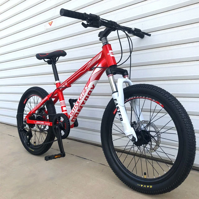 Vélo de montagne avec fourche avant absorbant les chocs, cadre en alliage d'aluminium, frein à disque, vélo pour enfants, 7 vitesses, 20 po 1