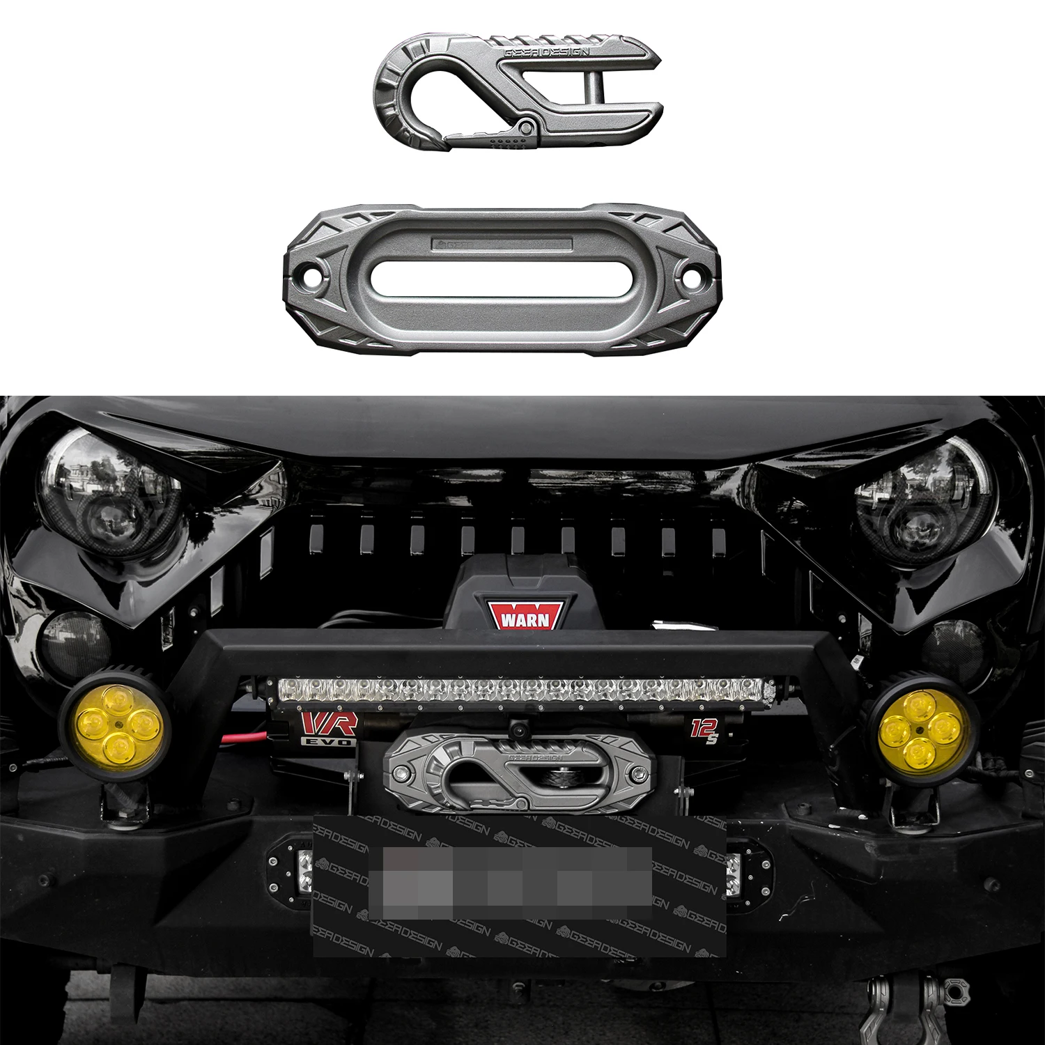 

SXMA JL1236 Silver Stainless Steel+42 CrMo Guide Rop Tow Hook For Jeep Wrangler